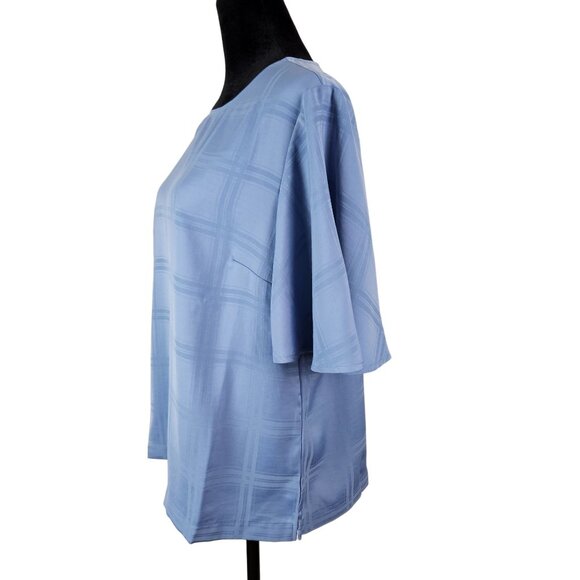 A New Day Womens Blue Houndstooth Blouse Size Medium Elegant Comfortable Casual - Picture 3 of 10